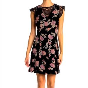 Nanette Lepore black floral velvet lace dress